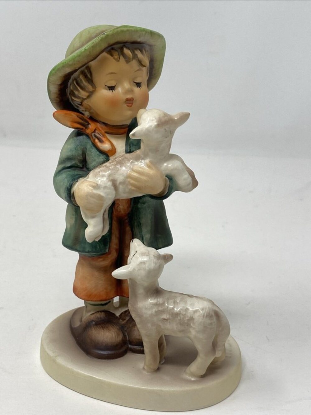 Goebel Hummel Shepherds Boy # 64 TMK4 Figurine W Germany Boy With 2 Sheep 5.5”